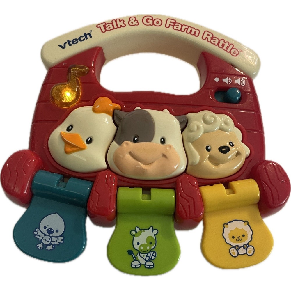 VTech Talk & Go Farm Rattle Baby Toy Animal Sounds Music Works Tested - EUC!